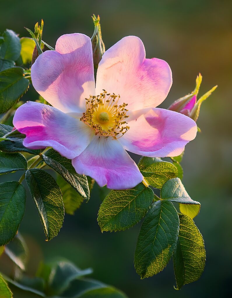 Des fleurs d'églantier utilisées dans les fleurs de Bach